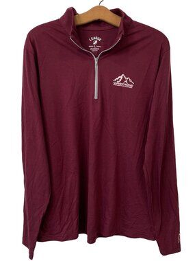 League 91 1/4  Zip Pullover Sweatshirt Mens L Cascade Mountain Range Maroon NEW